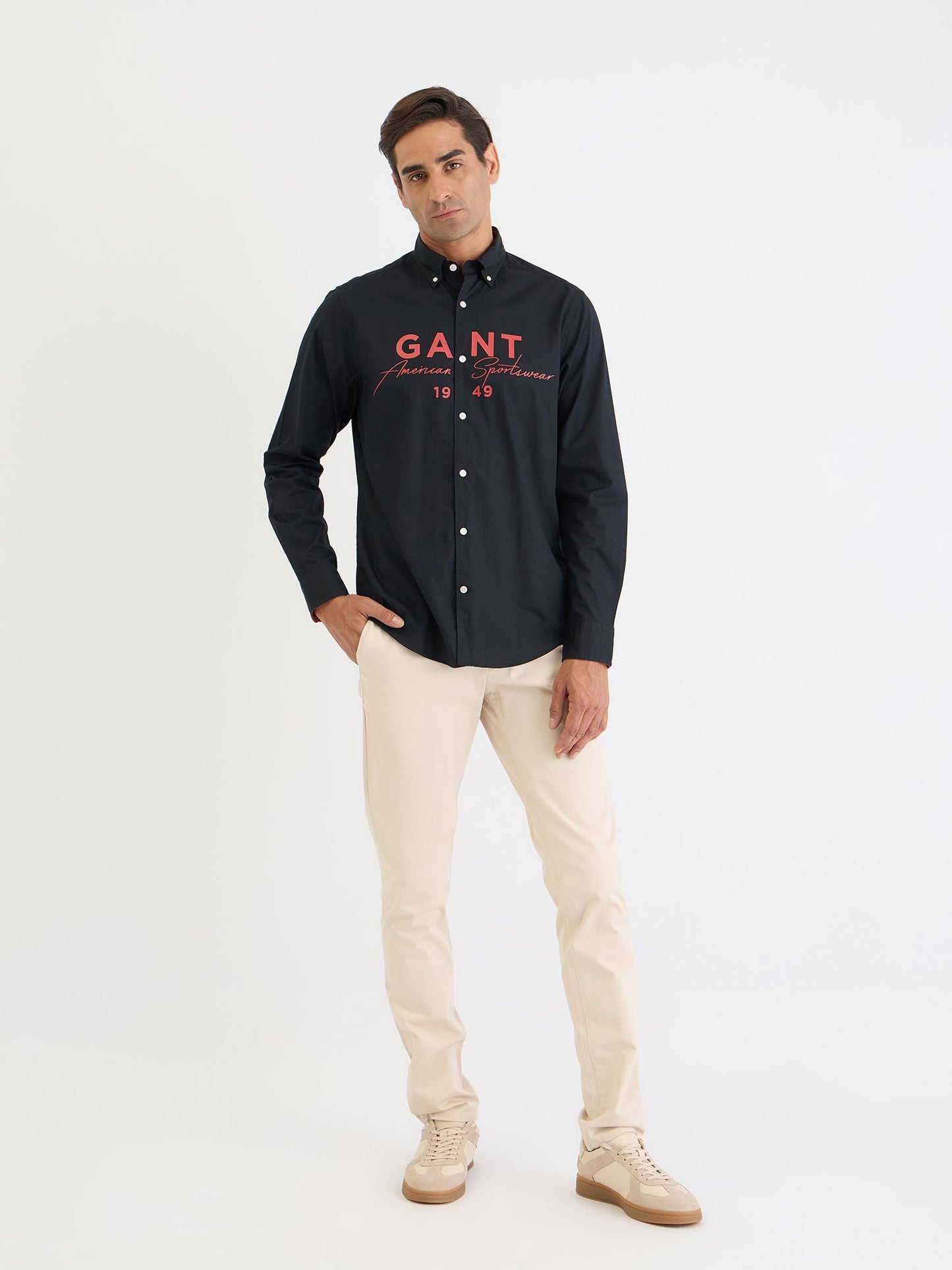 Gant Men Black Printed Collar Shirt