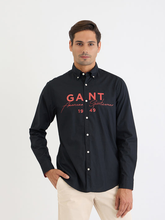 Gant Men Black Printed Collar Shirt