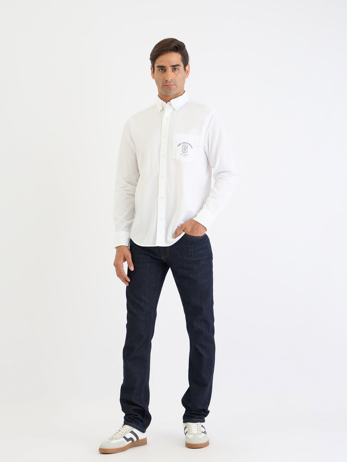 Gant Men White Solid Collar Shirt