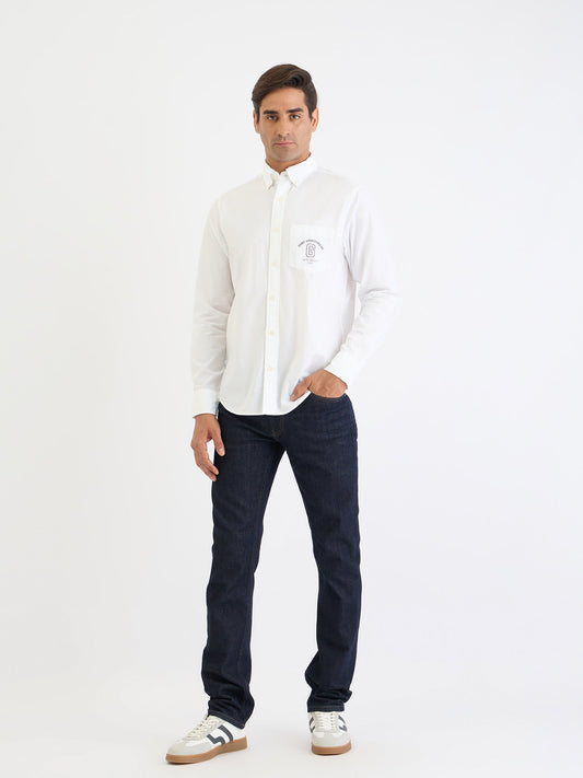 Gant Men White Solid Collar Shirt
