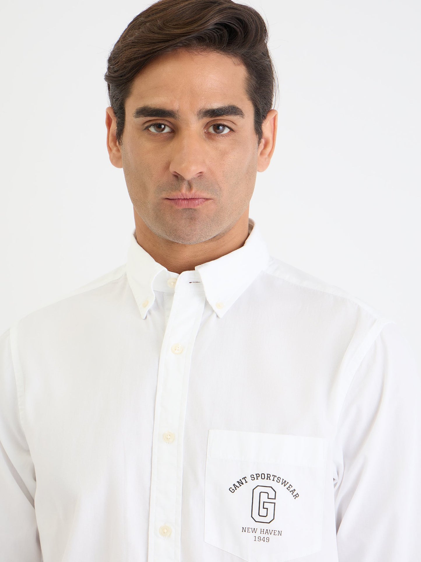 Gant Men White Solid Collar Shirt