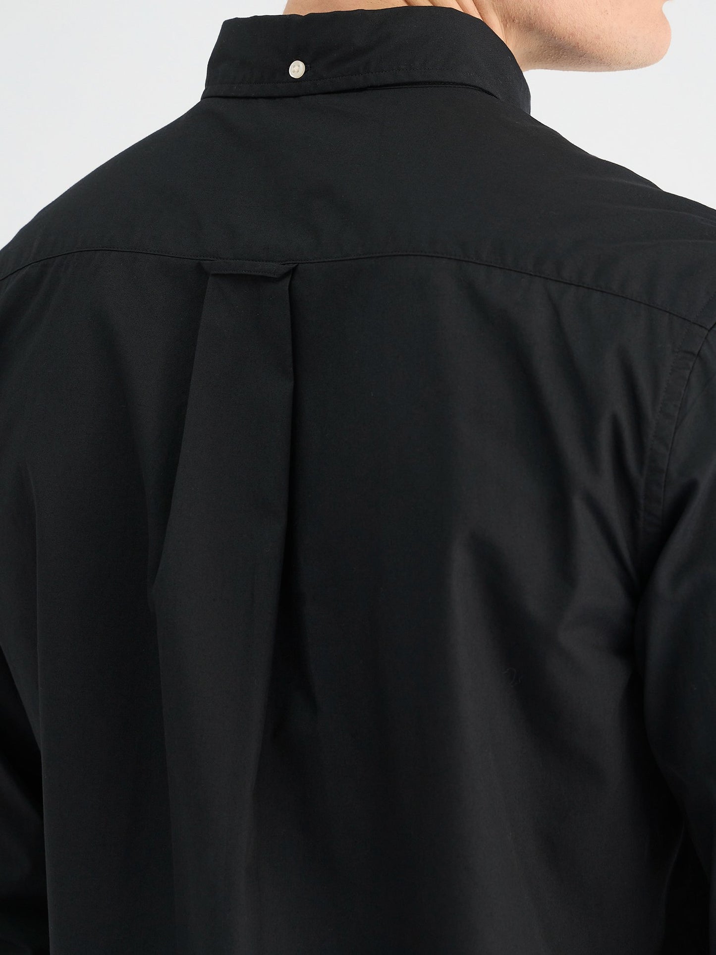 Gant Men Black Regular Fit Solid Collar Neck Shirt