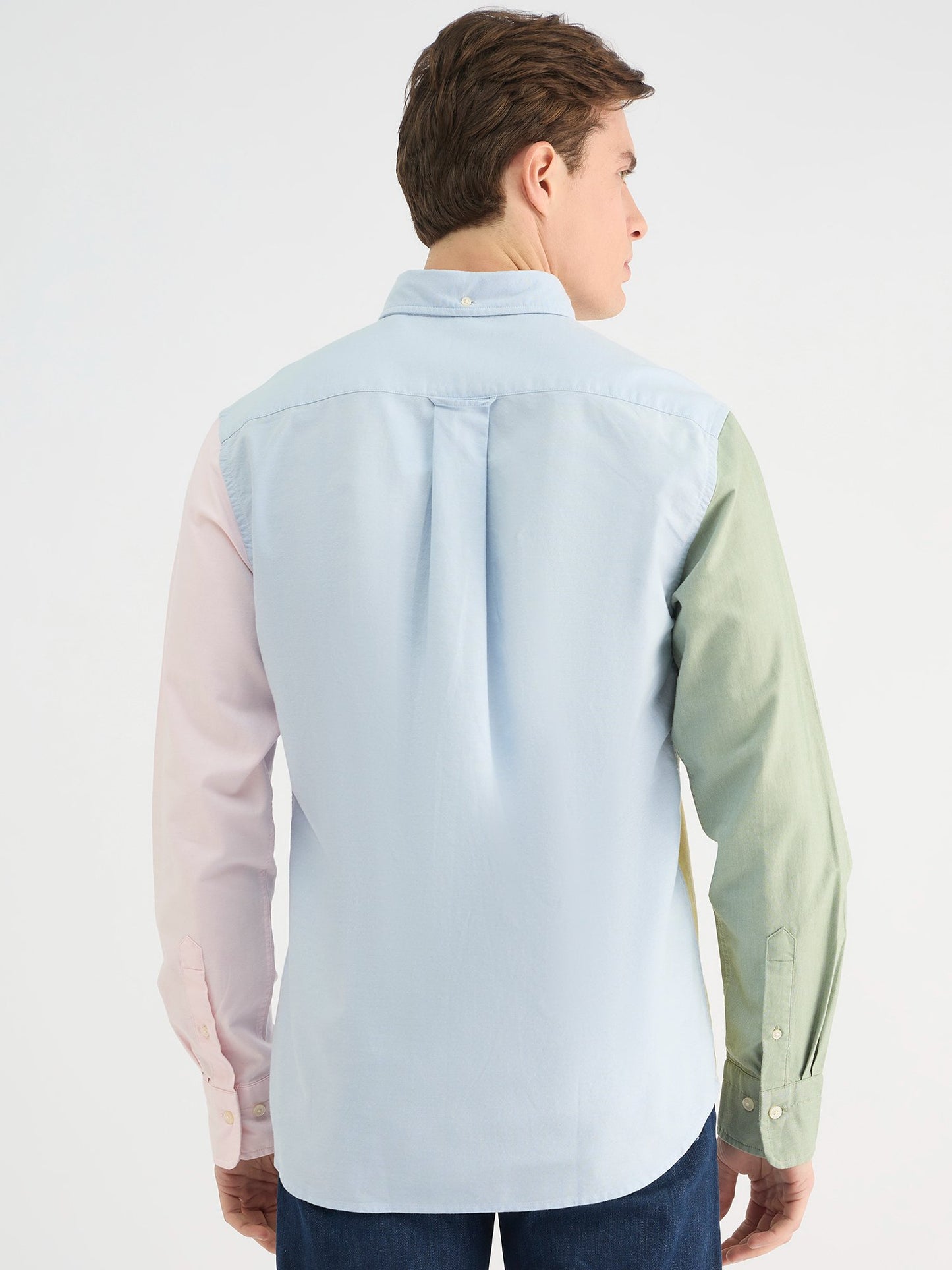 Gant Men Blue Regular Fit Color Block Collar Neck Shirt