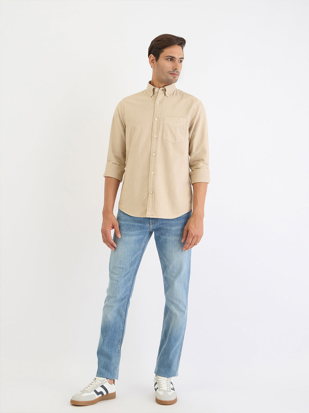 Gant Men Beige Solid Collar Shirt