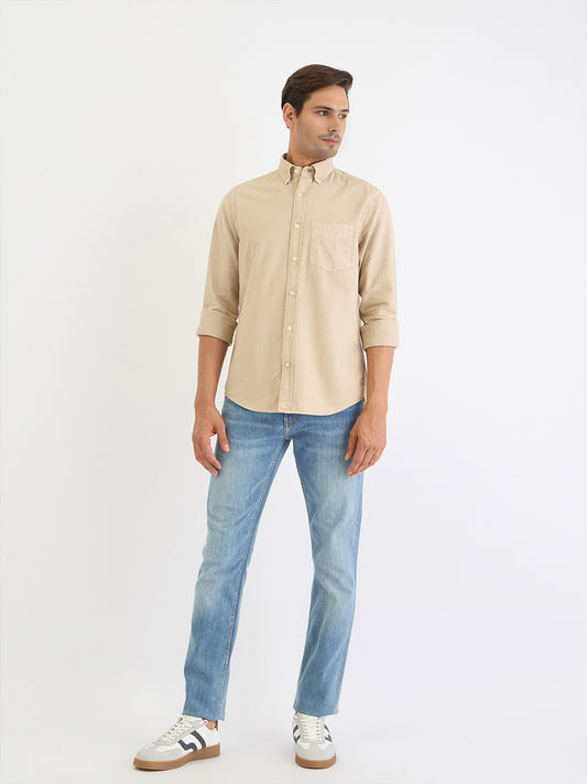 Gant Men Beige Solid Collar Shirt