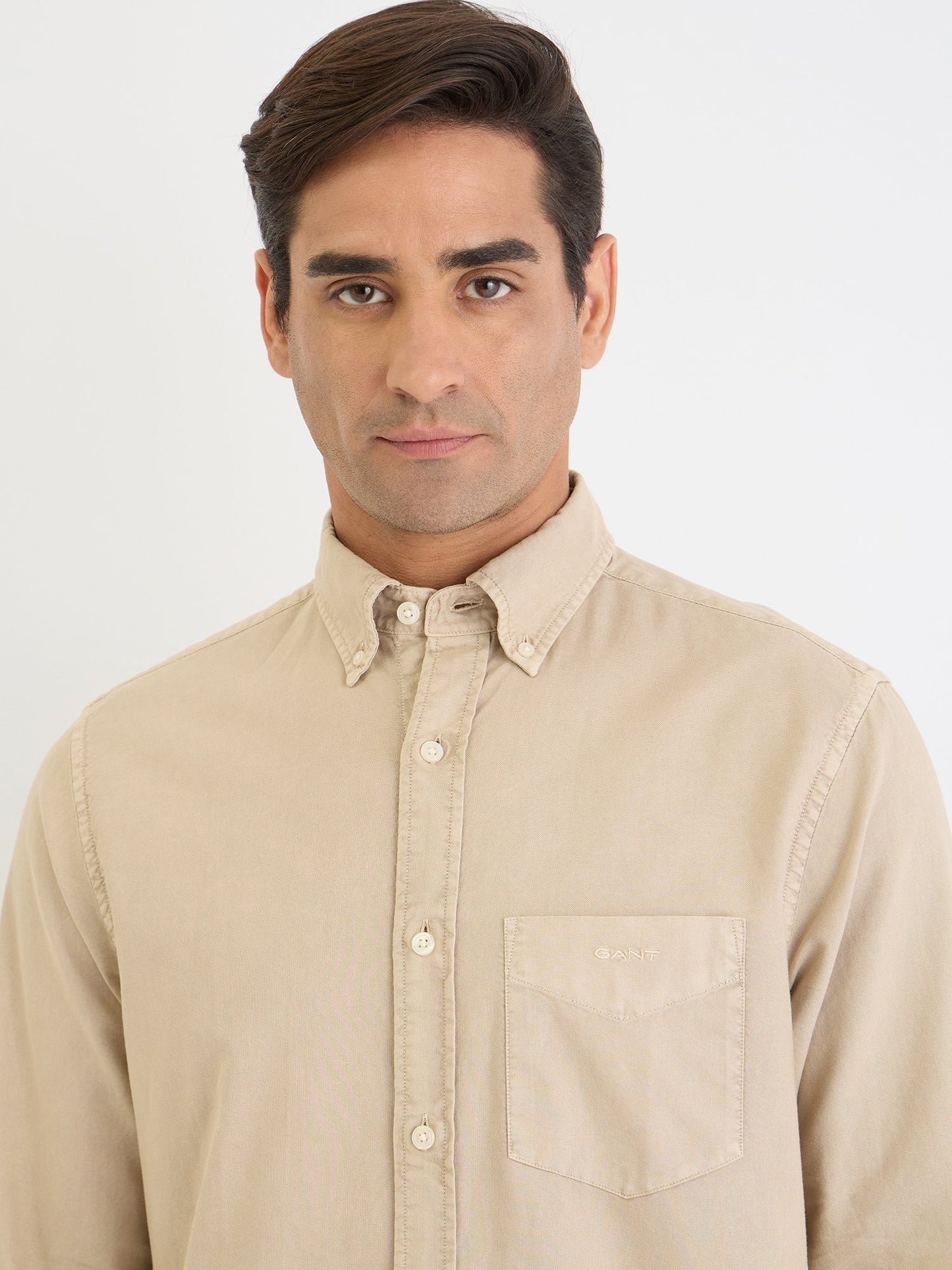 Gant Men Beige Solid Collar Shirt
