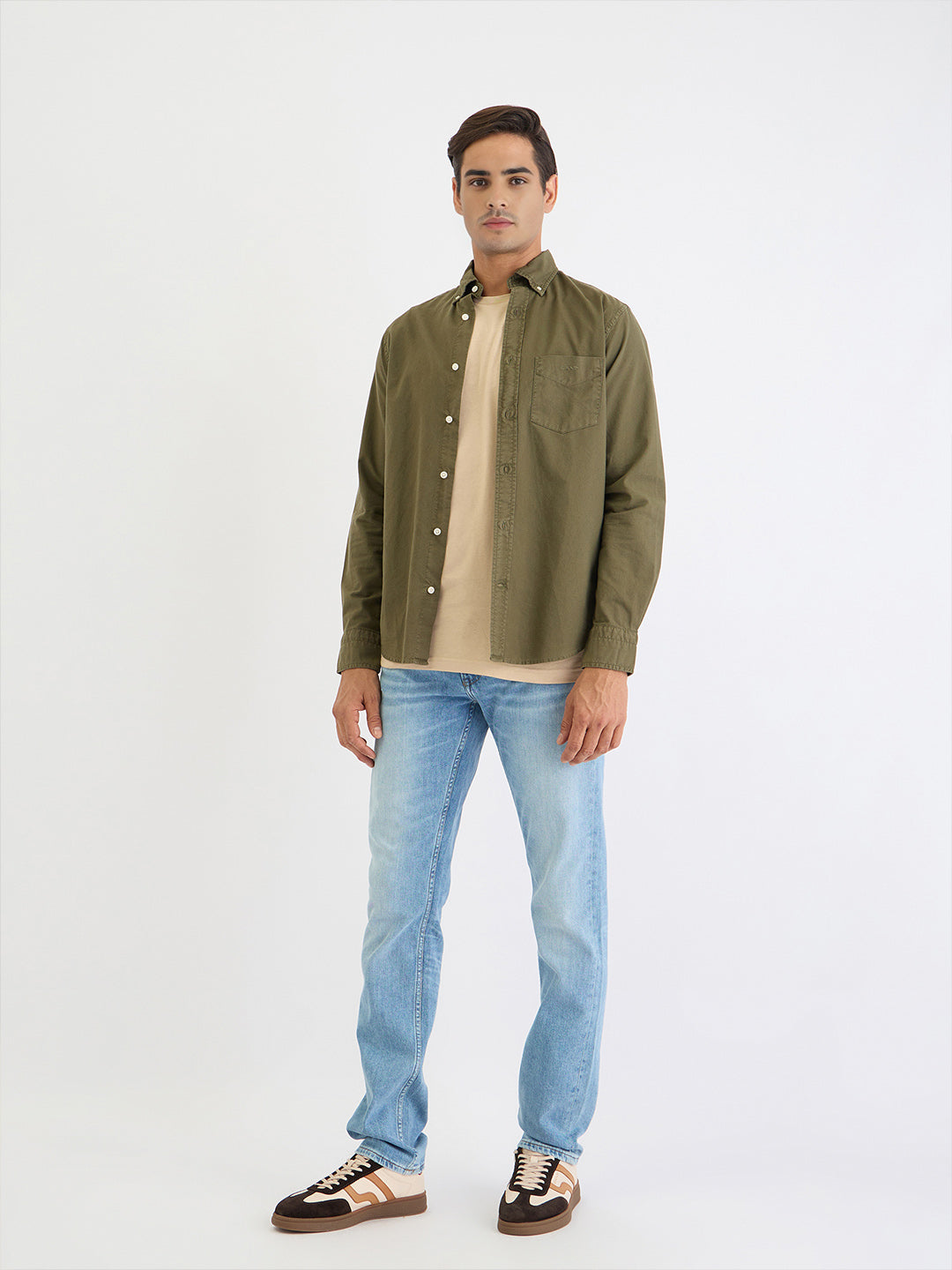 Gant Men Green Solid Collar Shirt