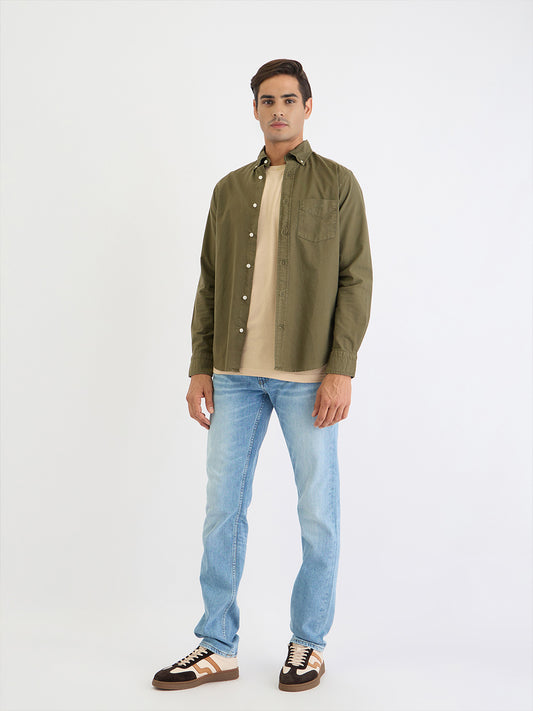 Gant Men Green Solid Collar Shirt