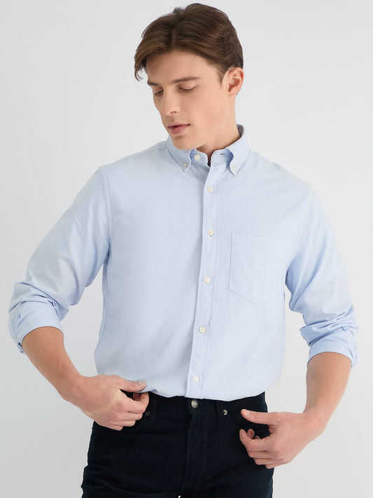 Gant Men Blue Regular Fit Solid Collar Neck Shirt