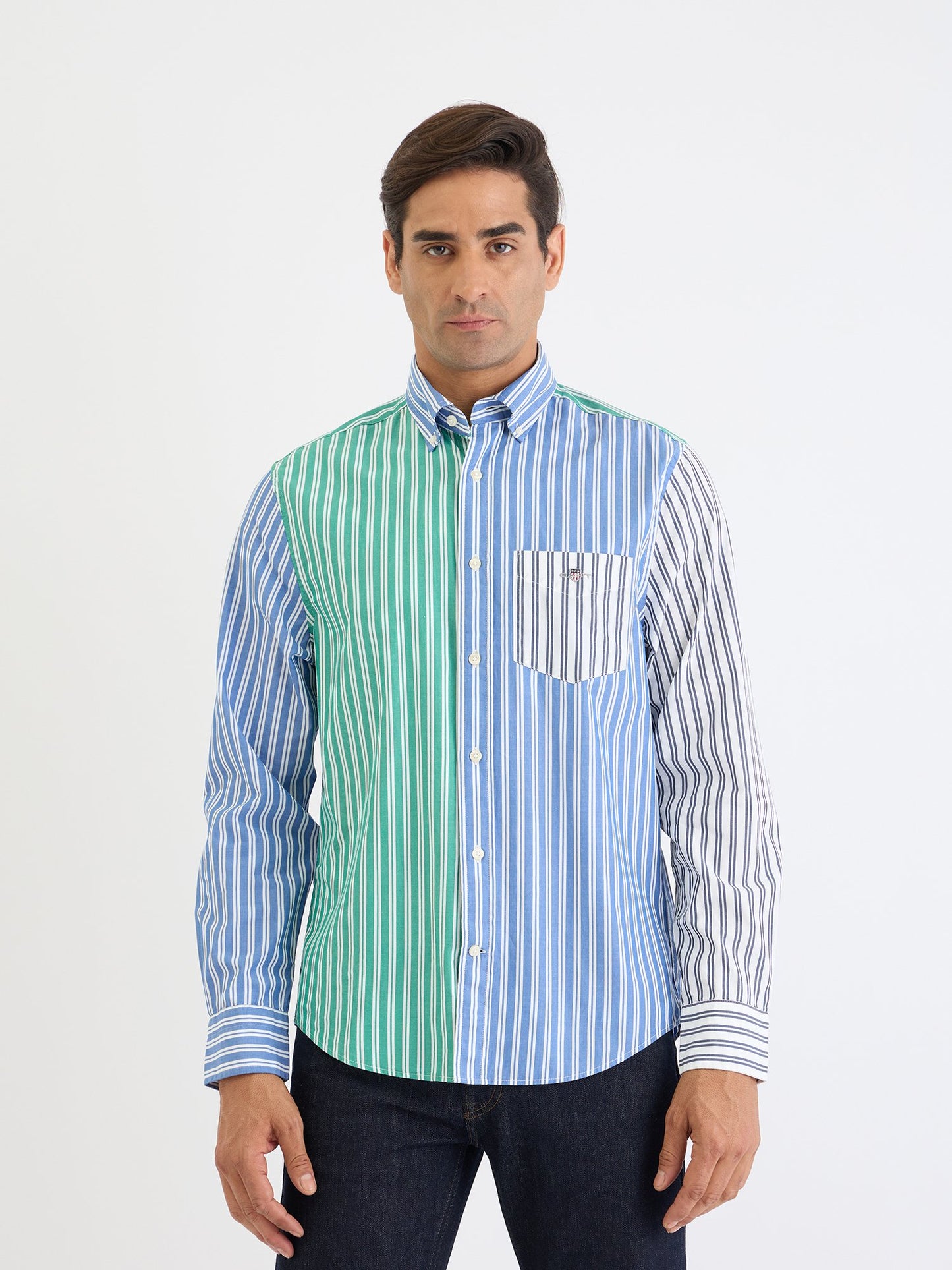 Gant Men Blue Striped Collar Shirt