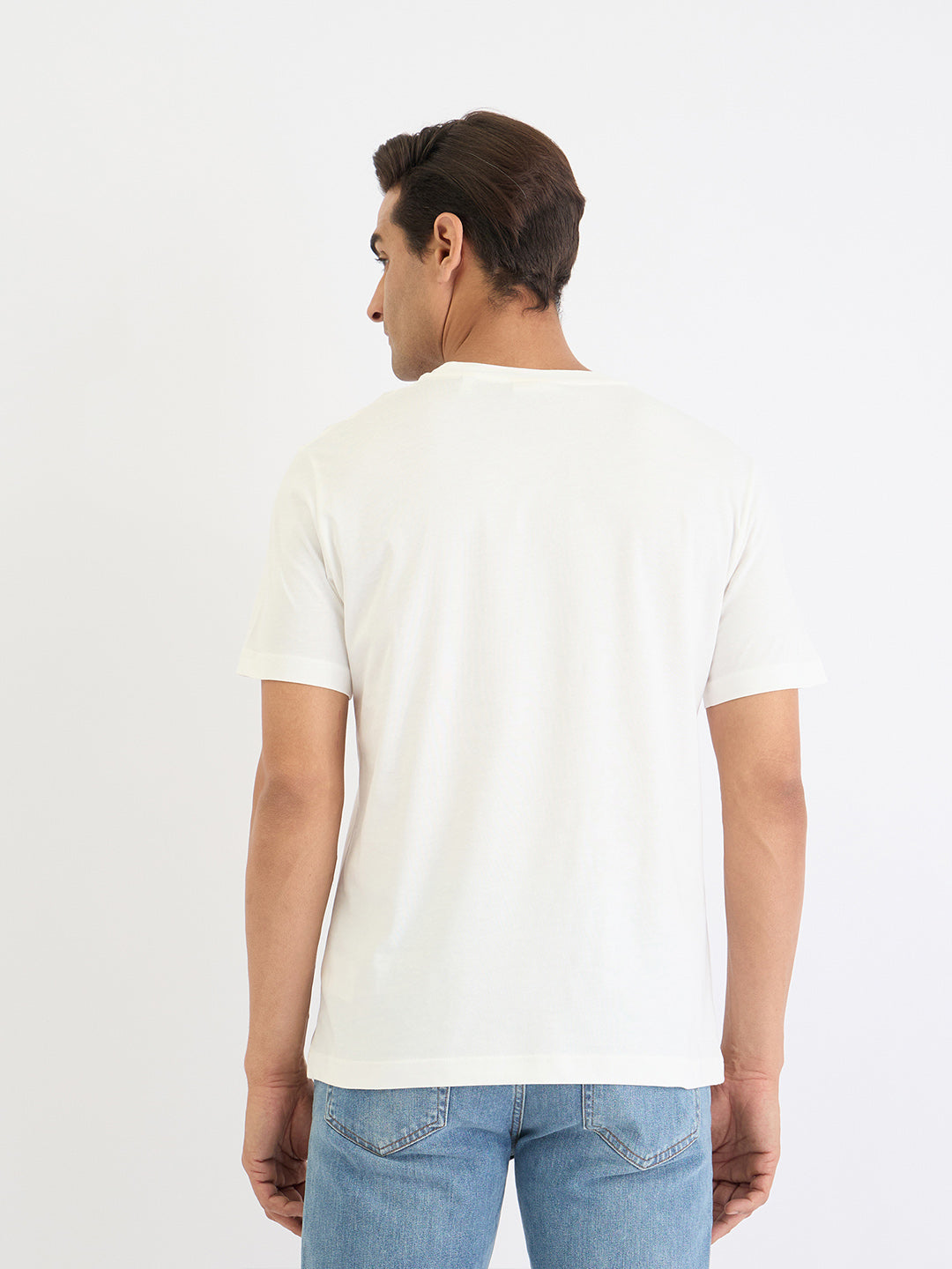 Gant Men White Solid Round Neck Tshirt