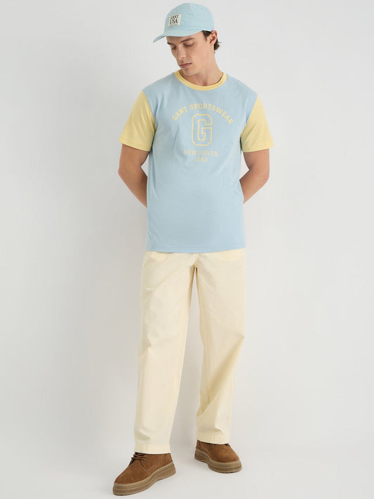 Gant Men Blue Regular Fit Solid Crew Neck Tshirt