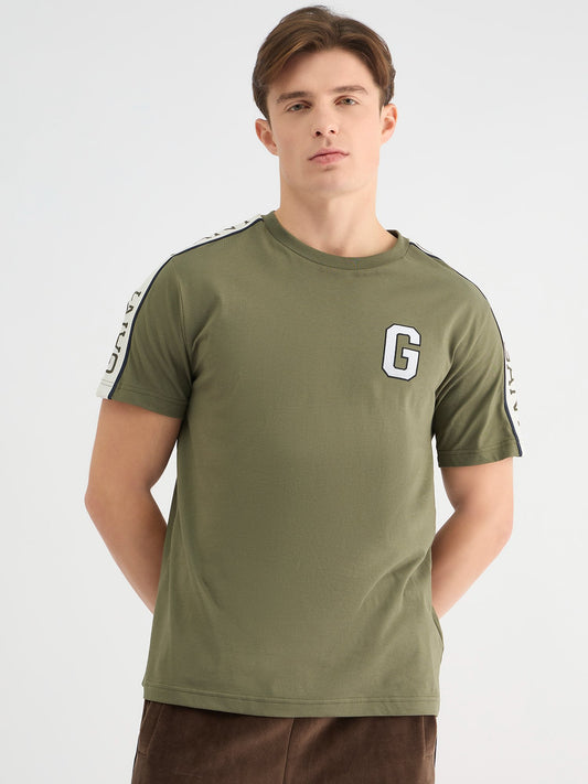 Gant Men Green Regular Fit Solid Crew Neck Tshirt