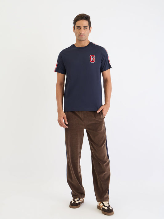 Gant Men Blue Solid Crew Neck Tshirt