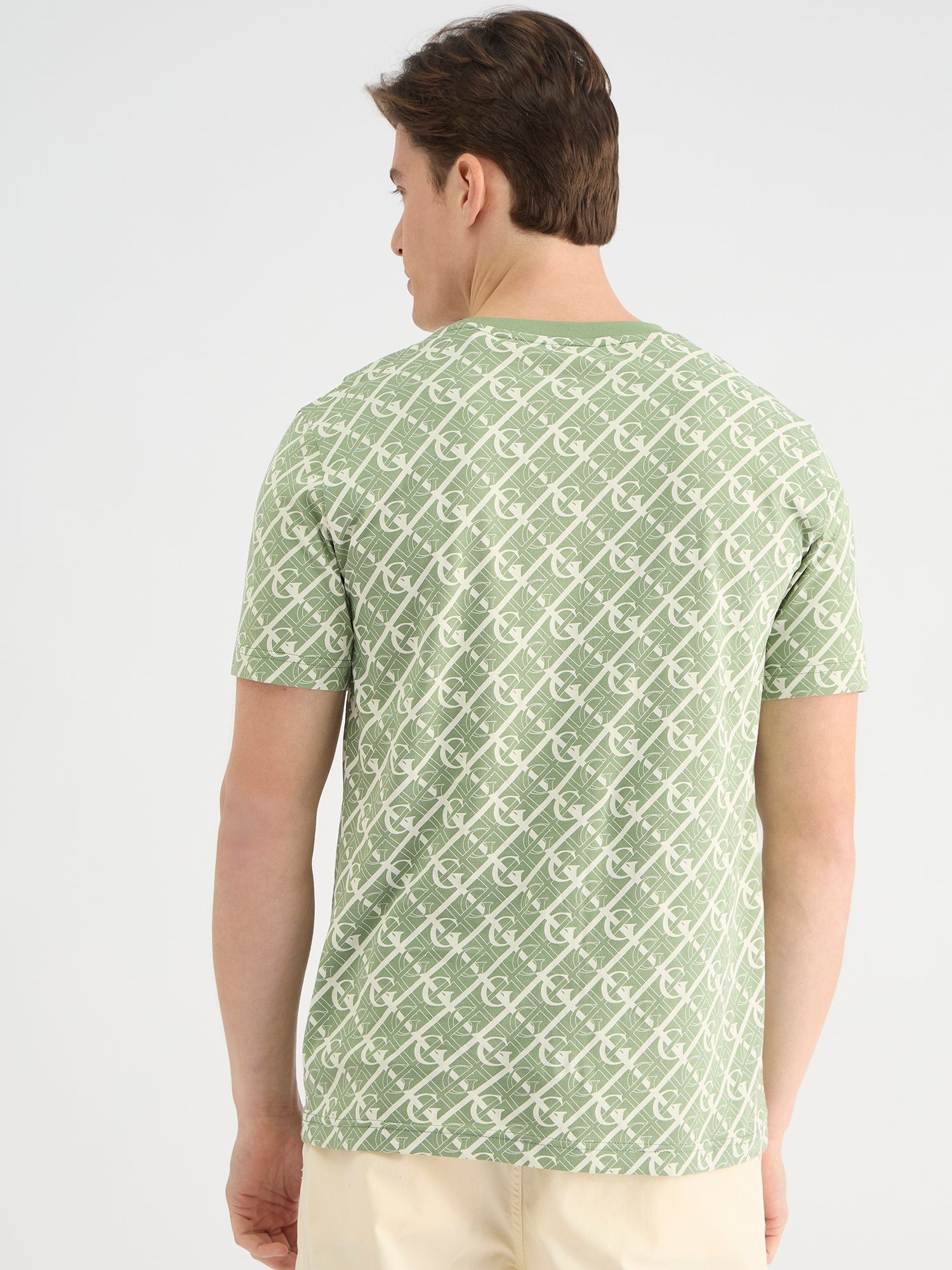 Gant Men Green Regular Fit Printed Crew Neck Tshirt
