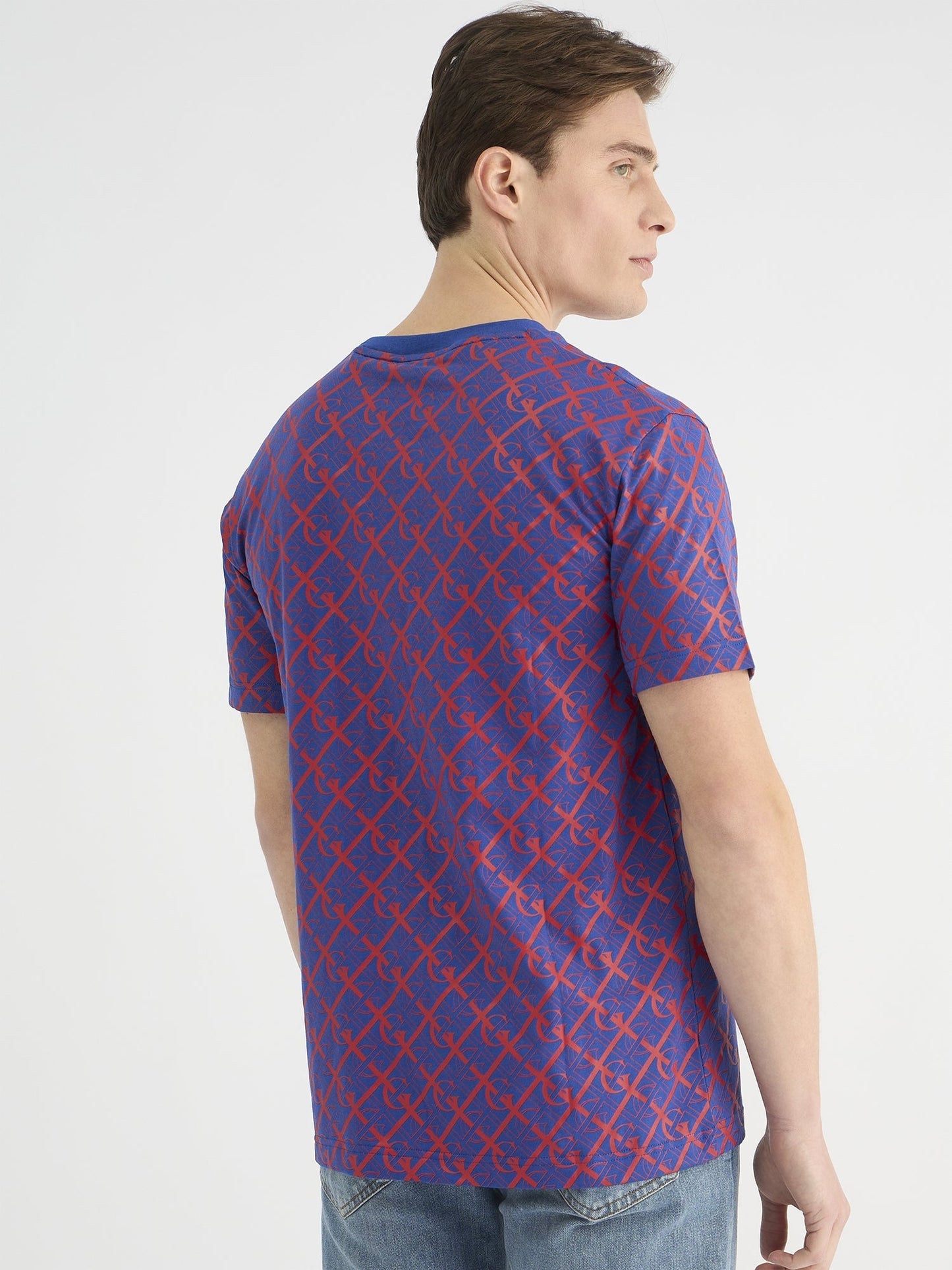 Gant Men Blue Regular Fit Printed Crew Neck Tshirt