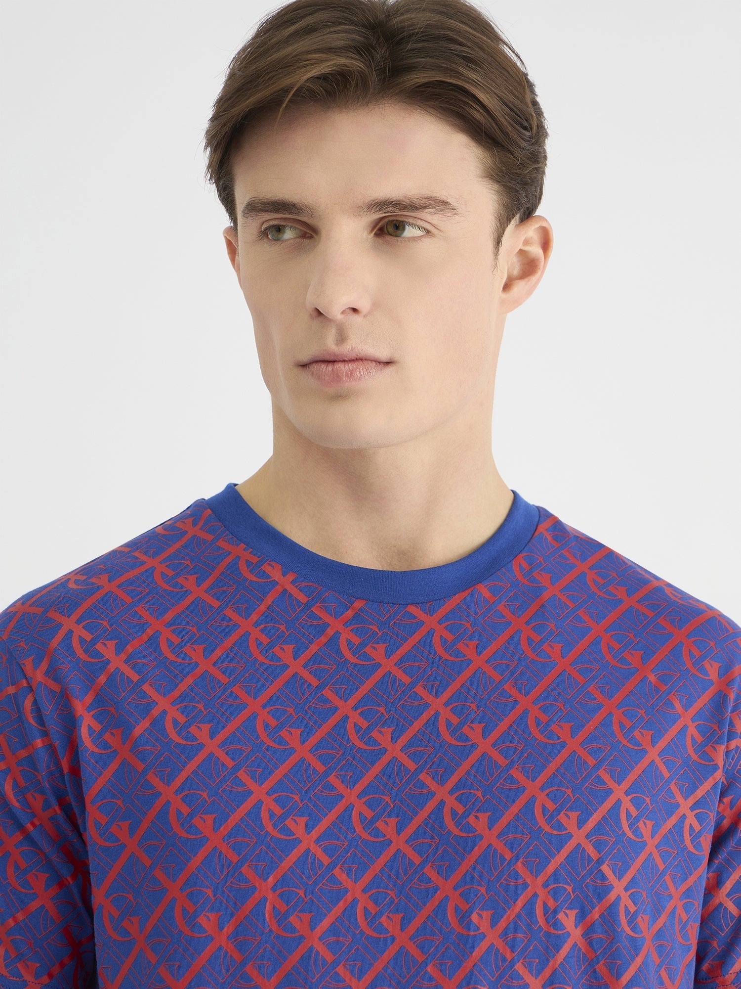 Gant Men Blue Regular Fit Printed Crew Neck Tshirt