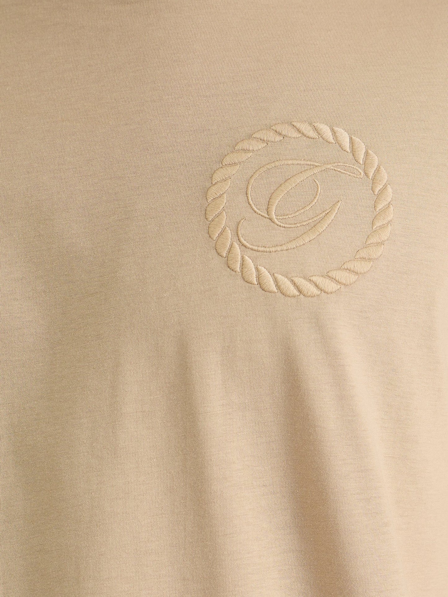 Gant Men Beige Regular Fit Solid Crew Neck Tshirt