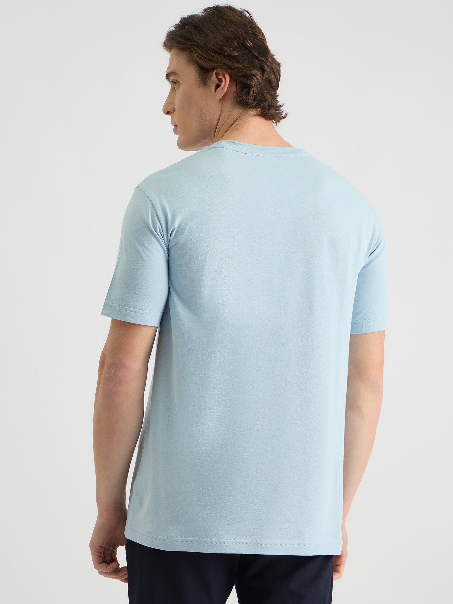 Gant Men Blue Regular Fit Solid Crew Neck Tshirt
