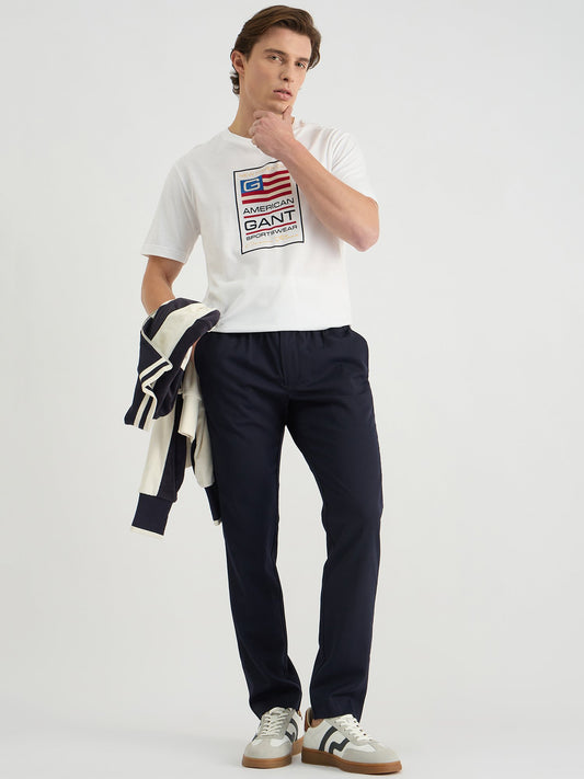 Gant Men White Regular Fit Solid Crew Neck Tshirt