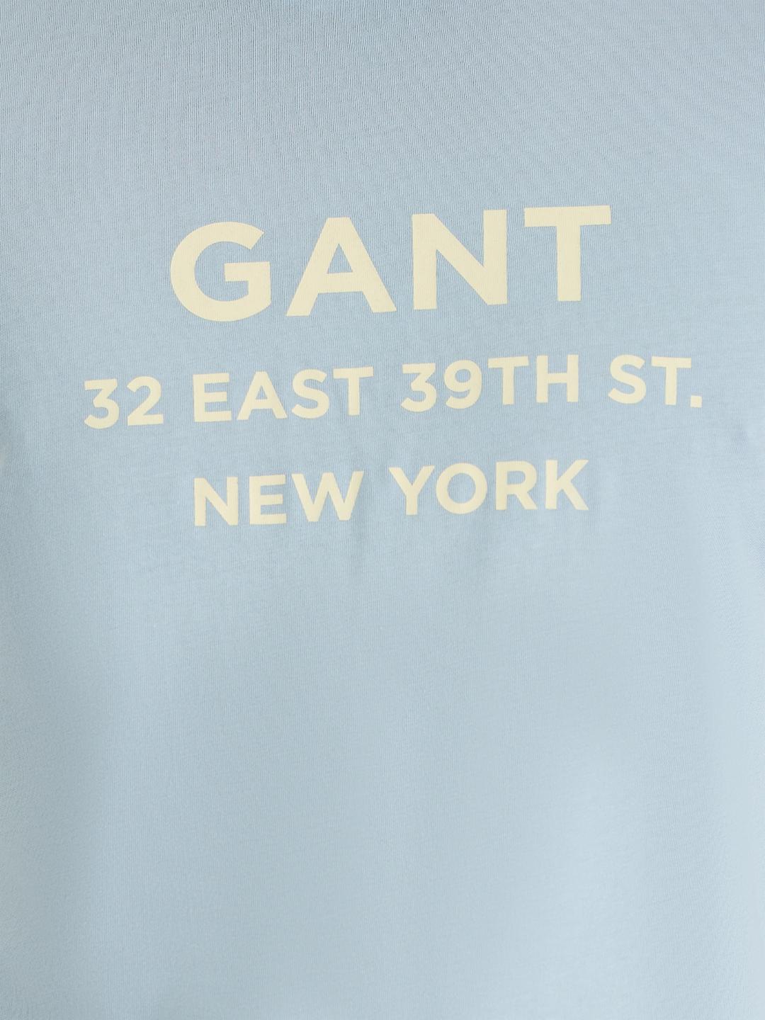 Gant Men Blue Regular Fit Solid Crew Neck Tshirt