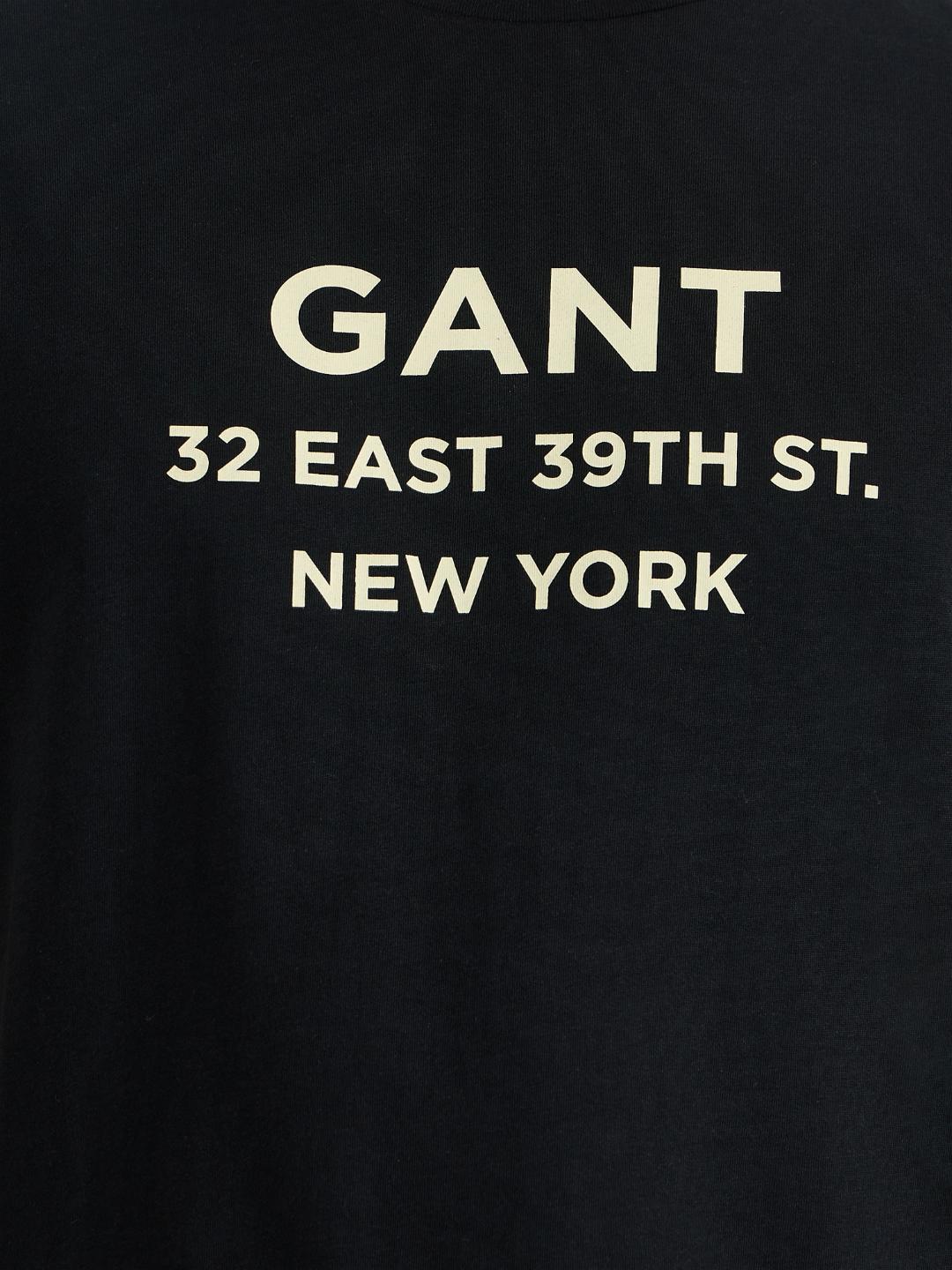 Gant Men Black Regular Fit Solid Crew Neck Tshirt