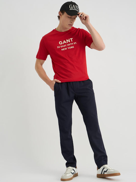 Gant Men Red Regular Fit Solid Crew Neck Tshirt