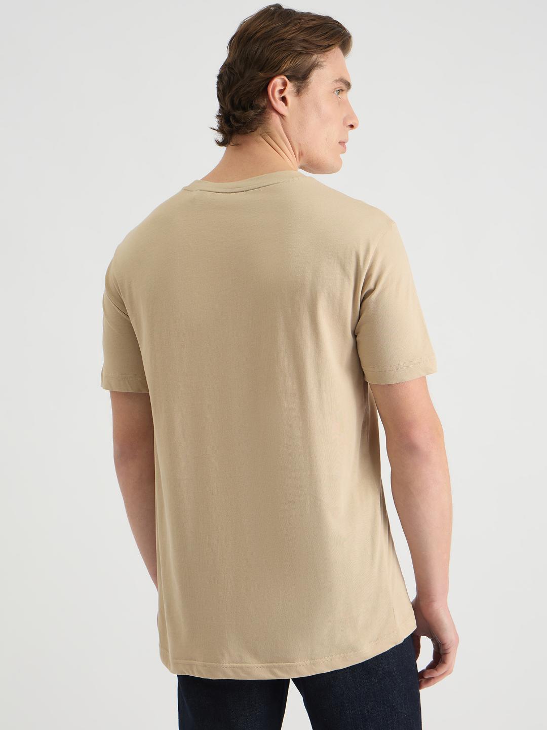 Gant Men Beige Regular Fit Solid Crew Neck Tshirt