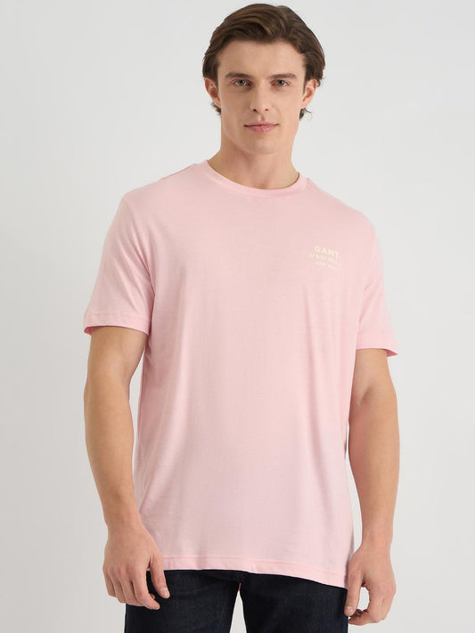 Gant Men Pink Regular Fit Solid Crew Neck Tshirt