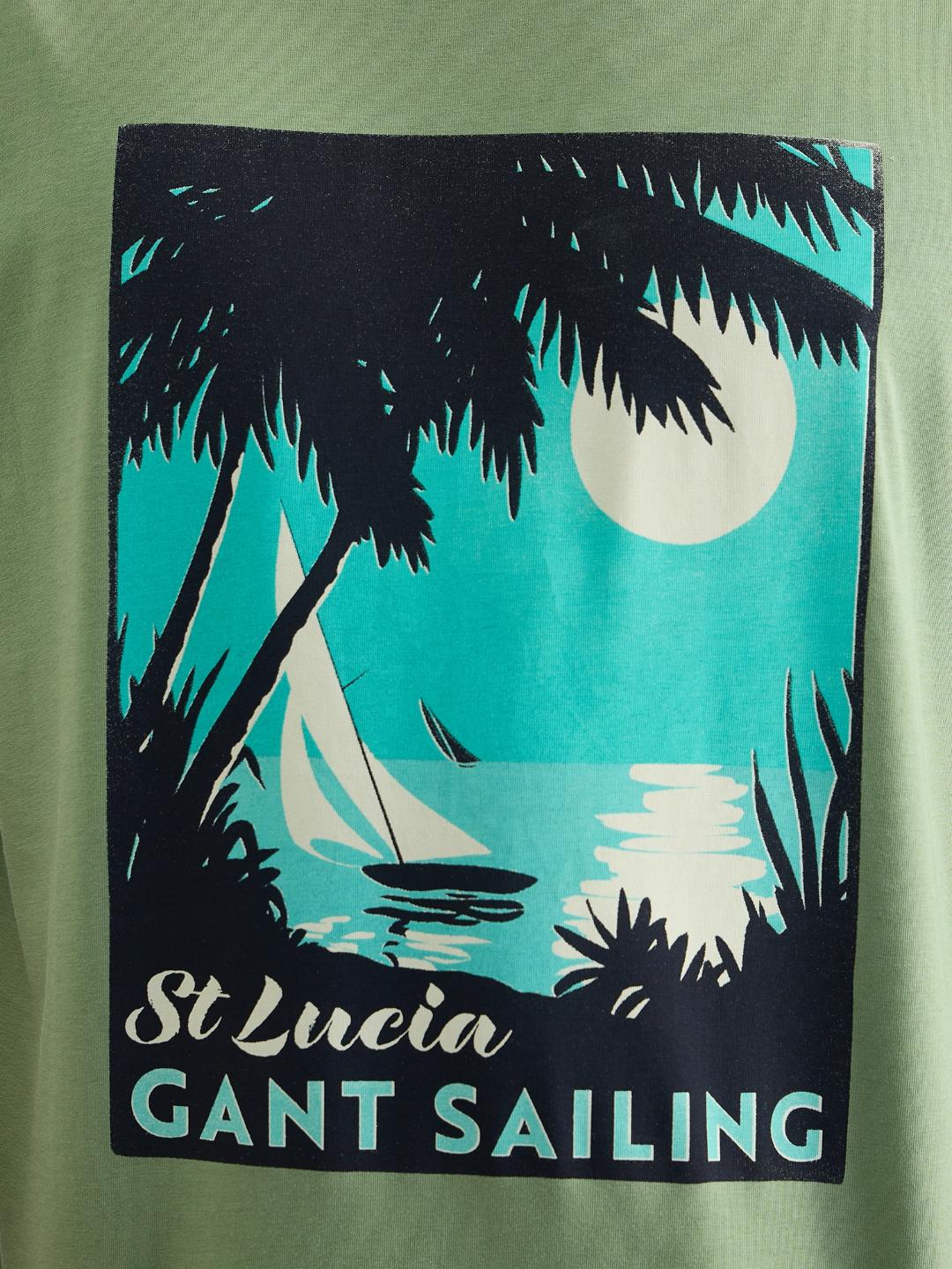 Gant Men Green Regular Fit Solid Crew Neck Tshirt