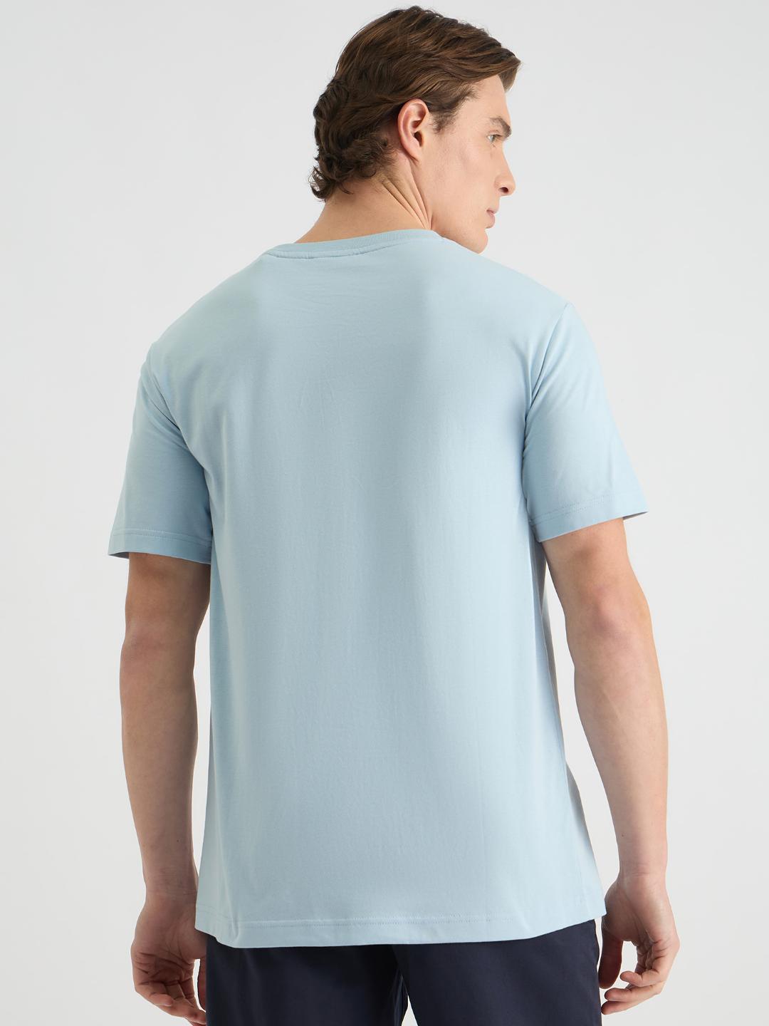 Gant Men Blue Regular Fit Solid Crew Neck Tshirt