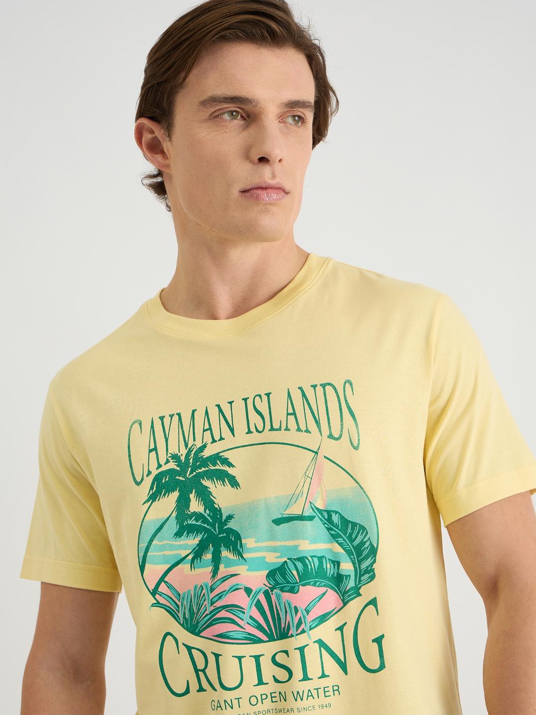Gant Men Yellow Regular Fit Solid Crew Neck Tshirt