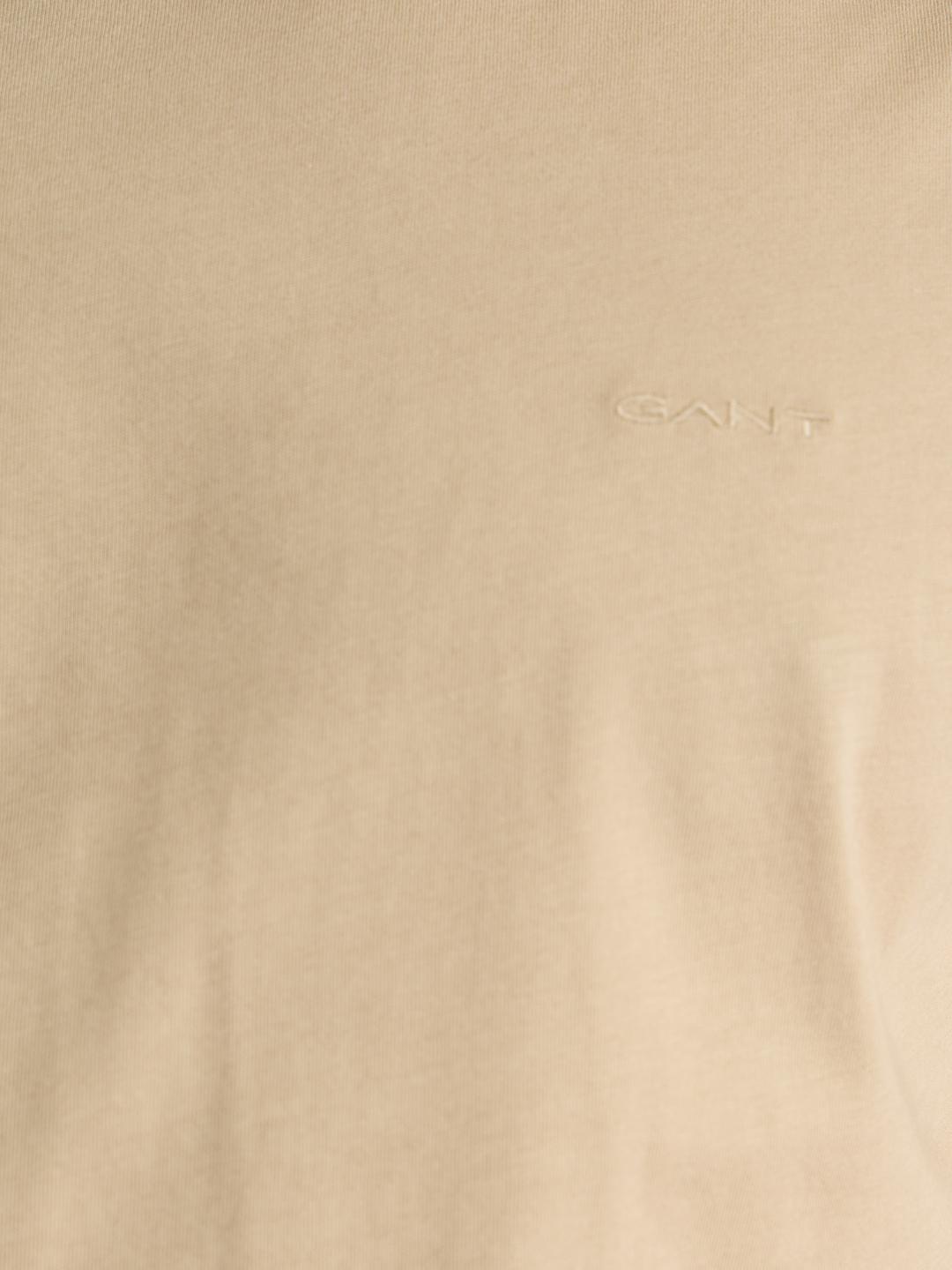 Gant Men Beige Regular Fit Solid Crew Neck Tshirt