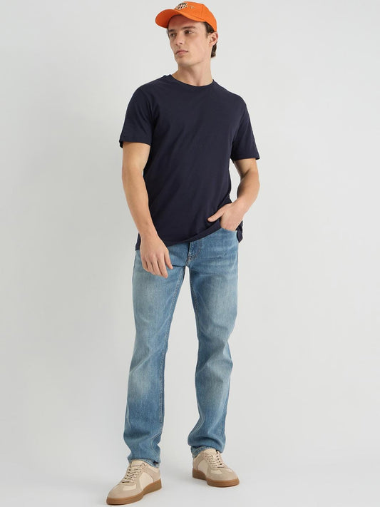 Gant Men Blue Regular Fit Solid Crew Neck Tshirt