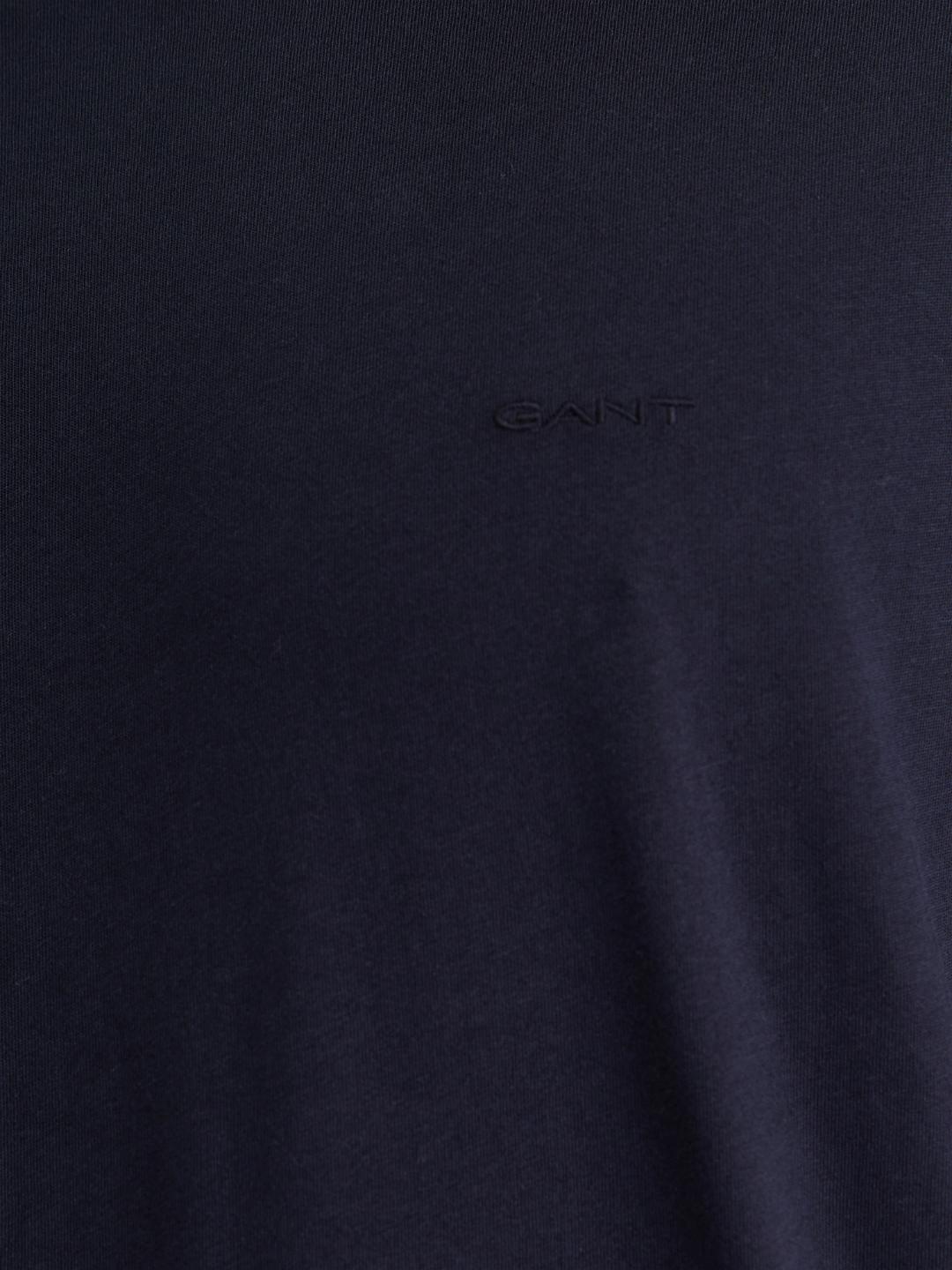 Gant Men Blue Regular Fit Solid Crew Neck Tshirt