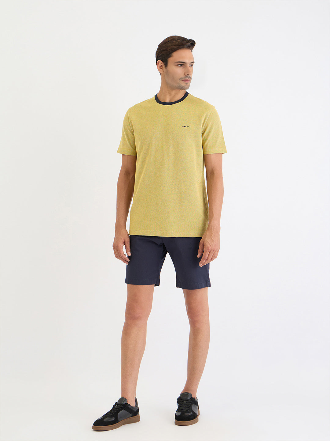 Gant Men Yellow Solid Round Neck Tshirt