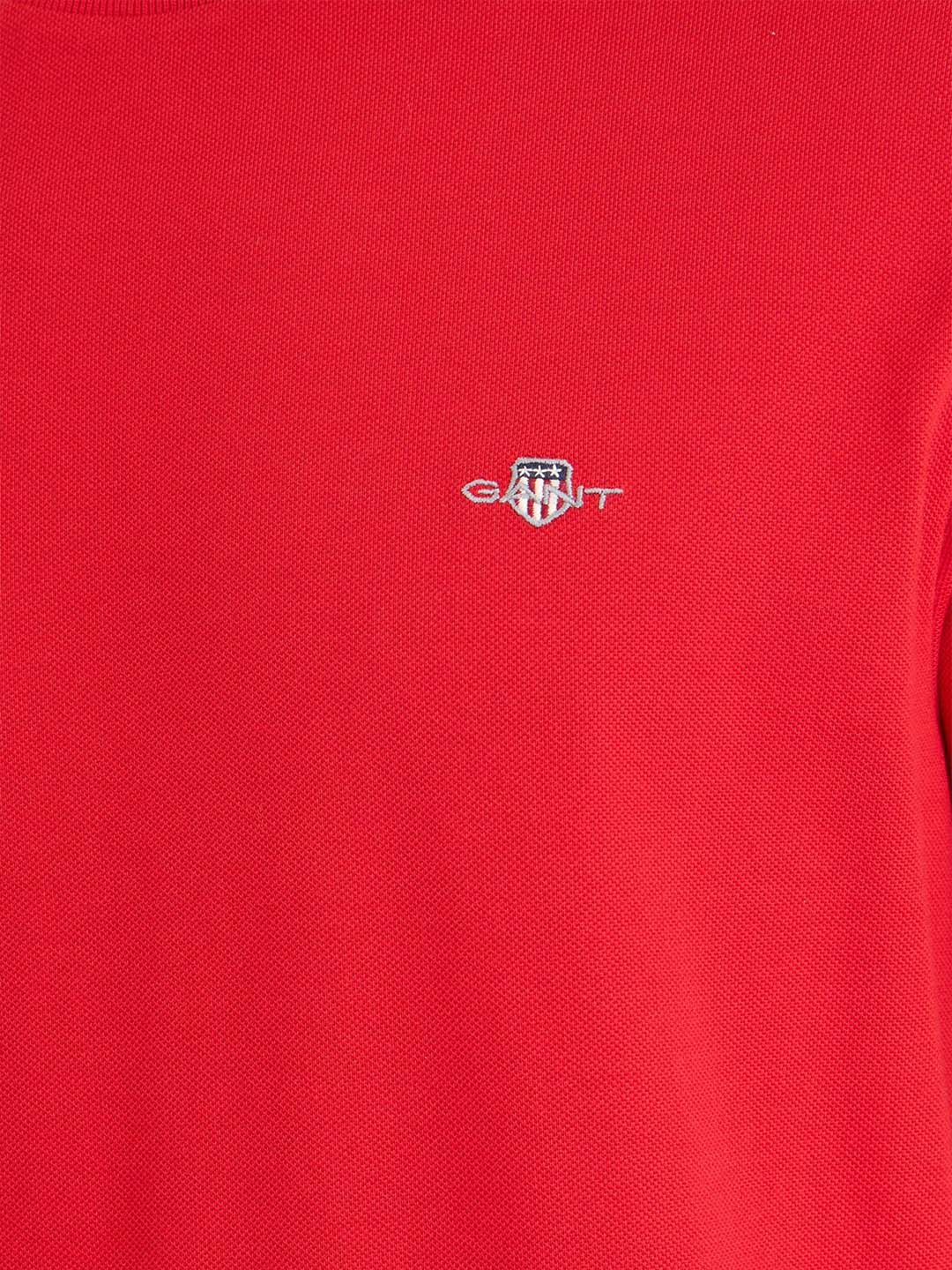 Gant Men Red Solid Round Neck Tshirt