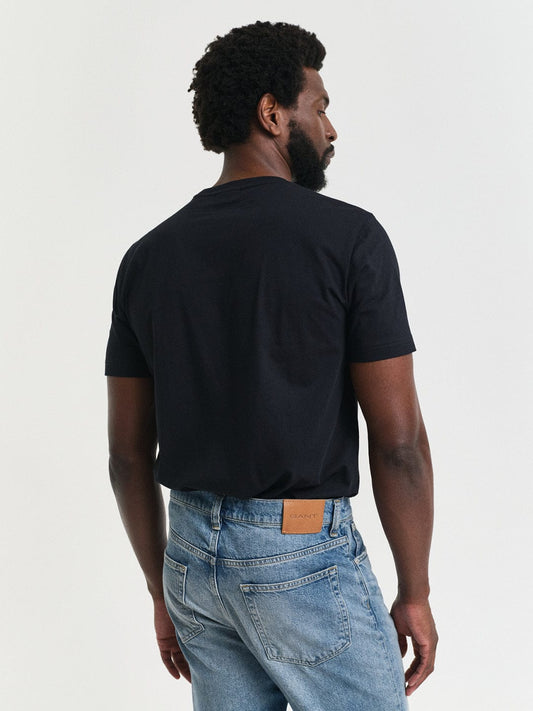 Gant Men Black Round Neck Short Sleeves T-Shirt