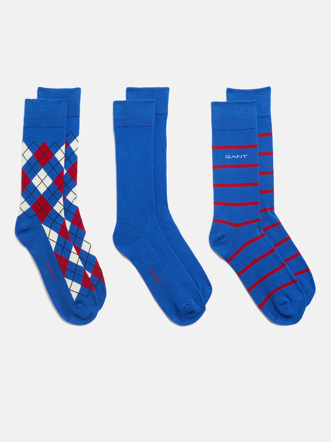 Gant Men Blue Argyle Striped Socks