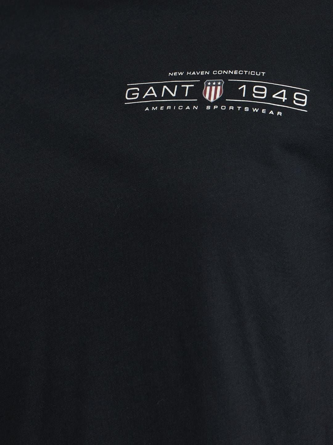 Gant Women Black Solid Crew Neck Tshirt