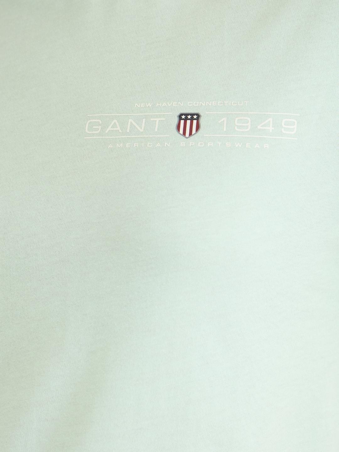 Gant Women Green Solid Crew Neck Tshirt