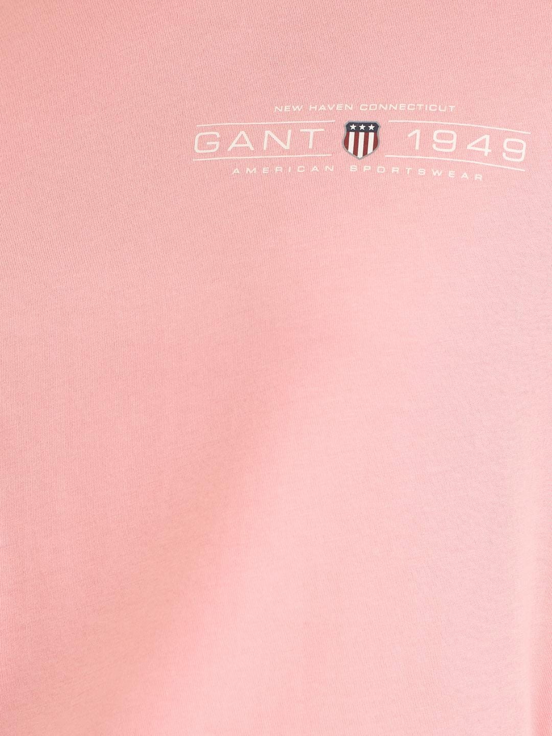Gant Women Pink Solid Crew Neck Tshirt