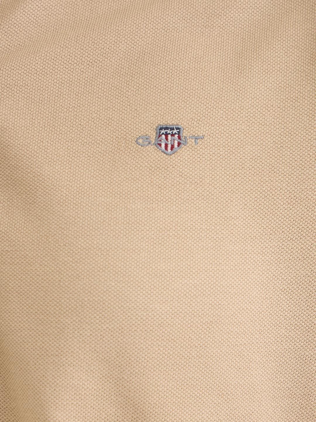 Gant Women Beige Solid Polo Tshirt