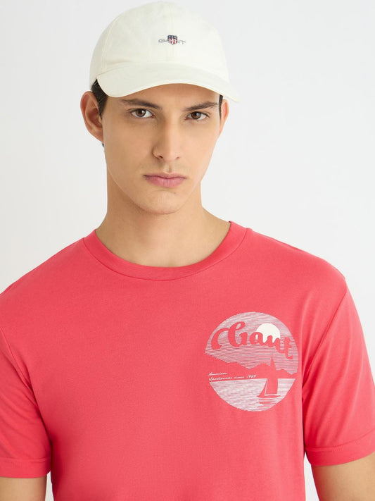 Gant Men Red Printed Crew Neck Tshirt