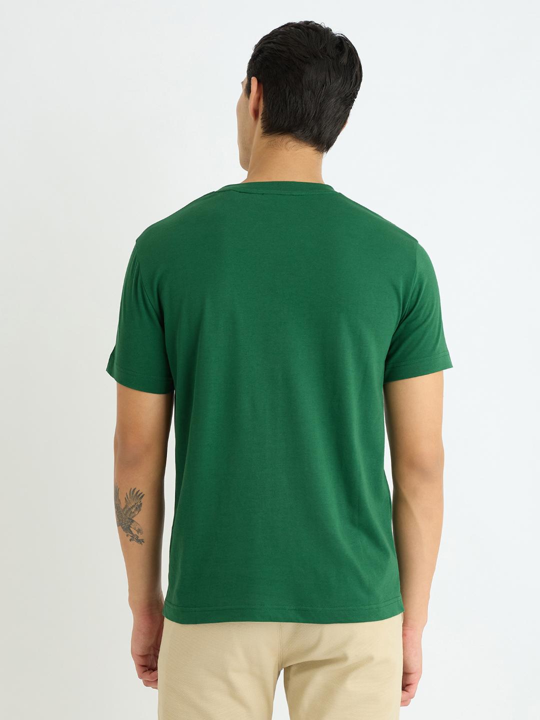 Gant Men Green Solid Crew Neck Tshirt