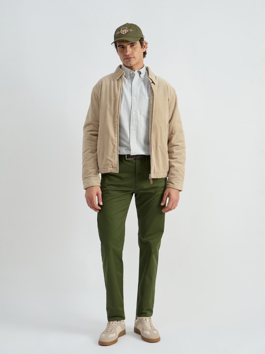 Gant Men Green Striped Collar Shirt