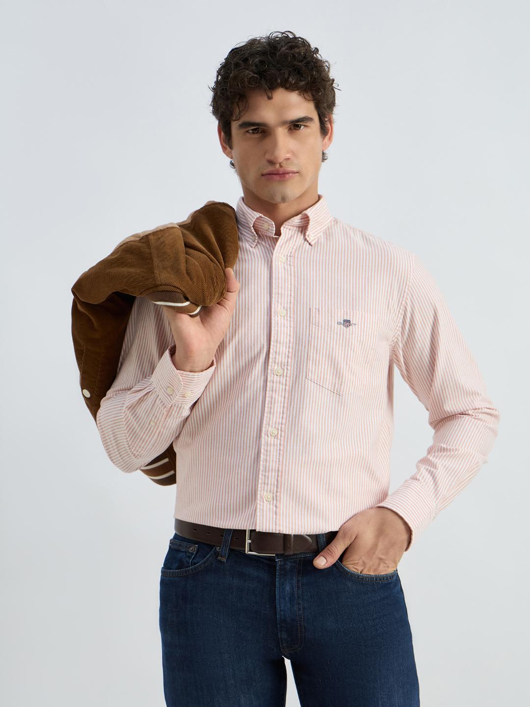 Gant Men Orange Striped Collar Shirt