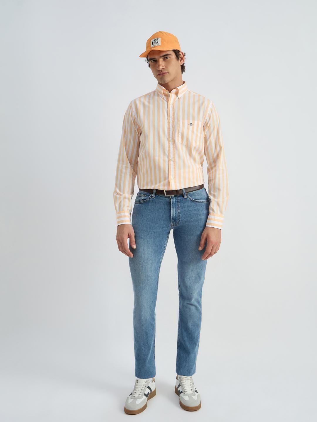 Gant Men Orange Striped Collar Shirt