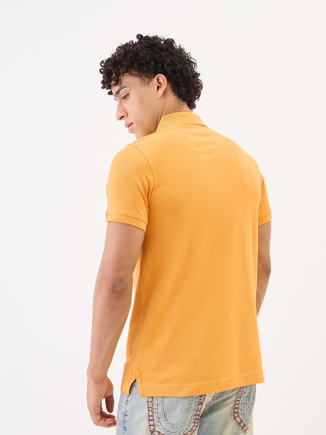 True Religion Men Yellow Solid Polo Tshirt