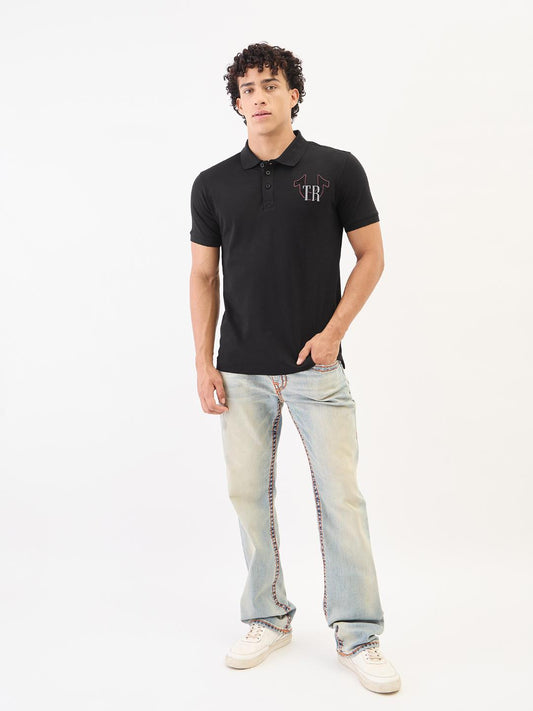 True Religion Men Black Solid Polo Tshirt